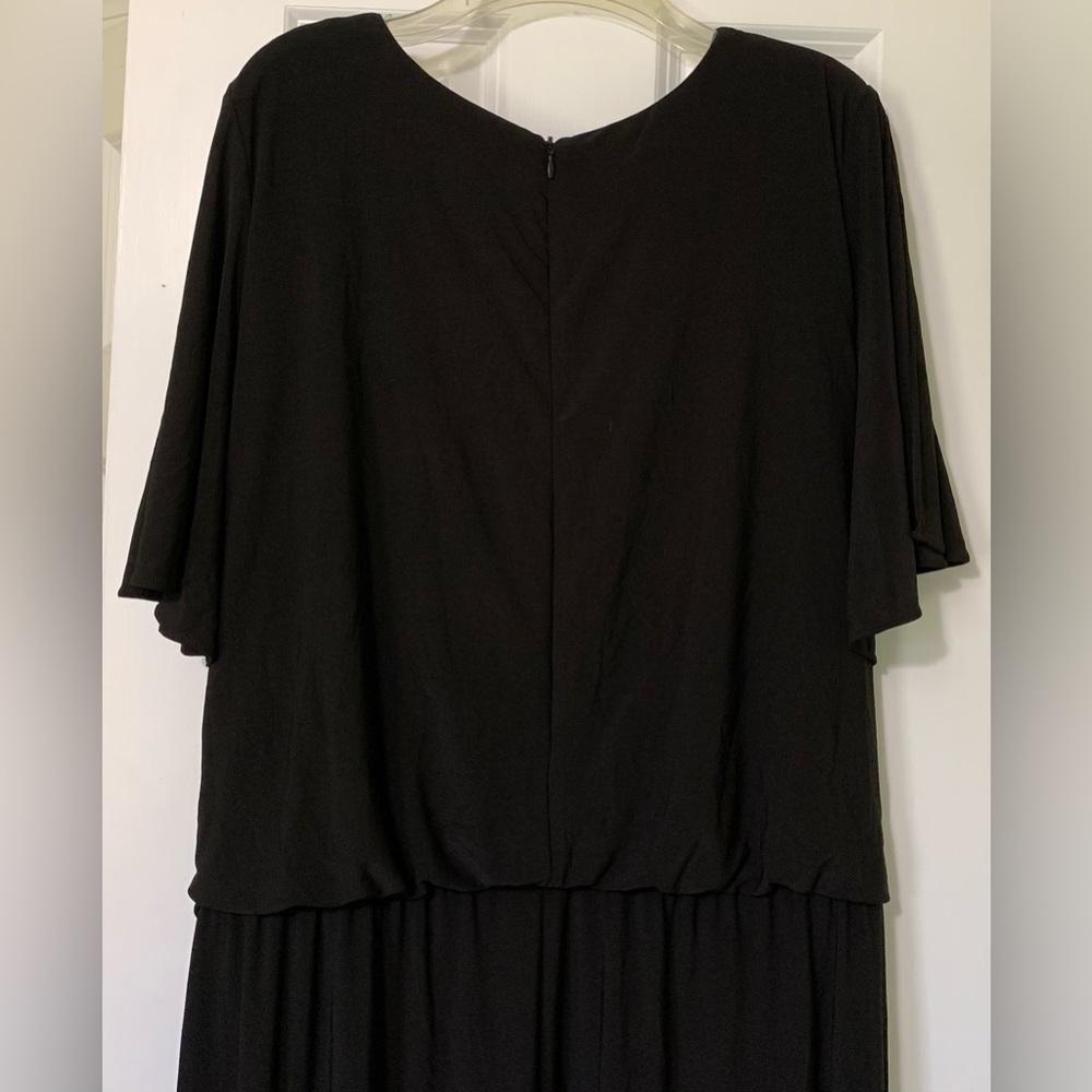Black Jumpsuit Rhinestone Roz&Ali Drape Deep V - Picture 7 of 8